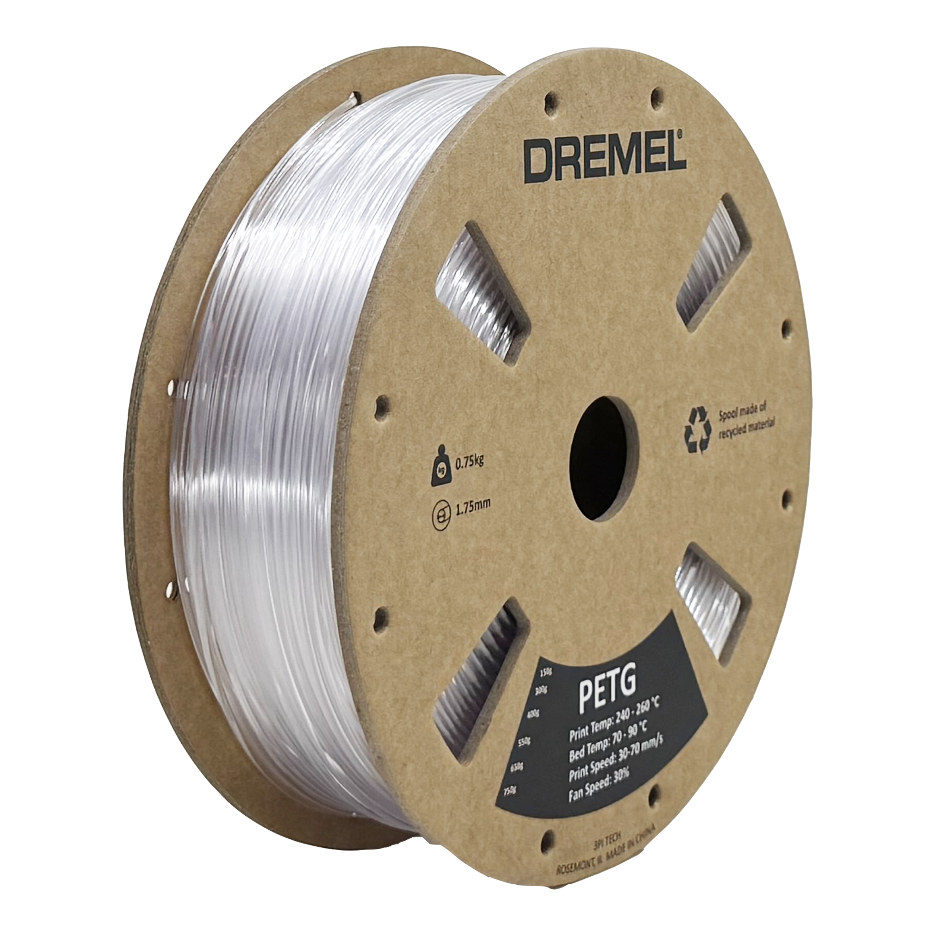 Dremel 3D PETG Filament, 1.75mm, Translucent 0.75kg